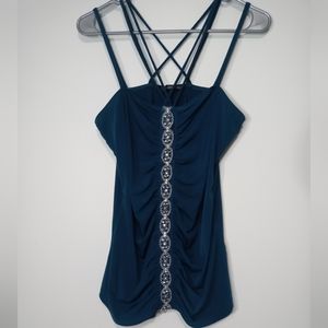 Studio Mode spaghetti straps blue/green Top Size L